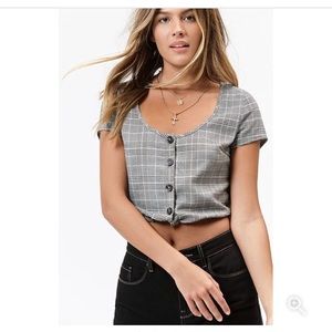 Pacsun button front crop top - Grey